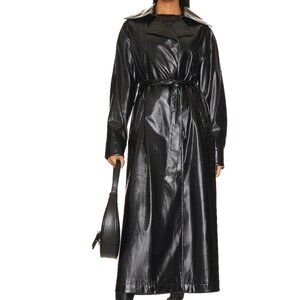 Amanda Uprichard Lansing Patent Leather Black Women's Trench Coat - Sz M